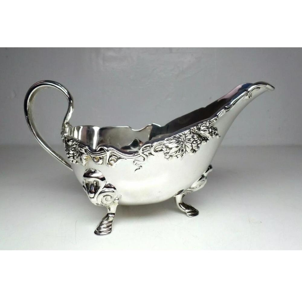Vintage Godinger Silver Plated Gravy Boat & Spoon